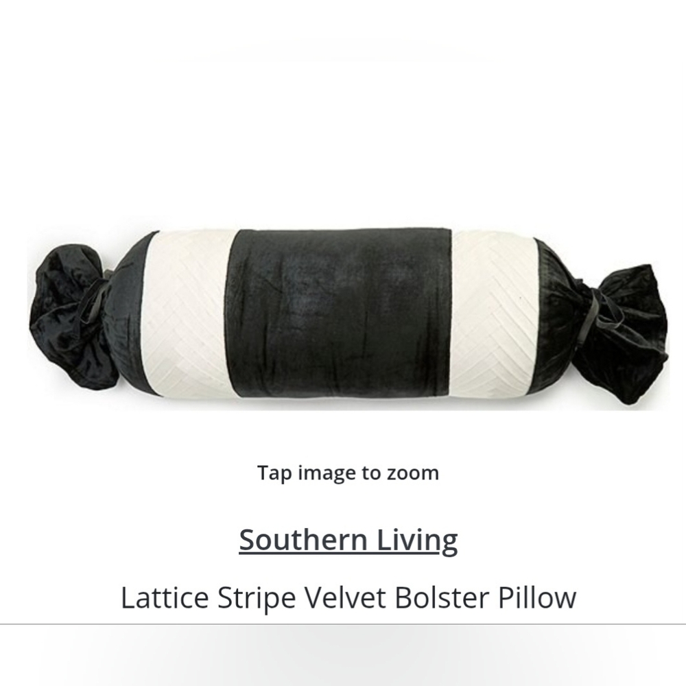 Velvet DARK GREEN White Bolster Round Body Pillow LATTICE New SOUTHER LIVING